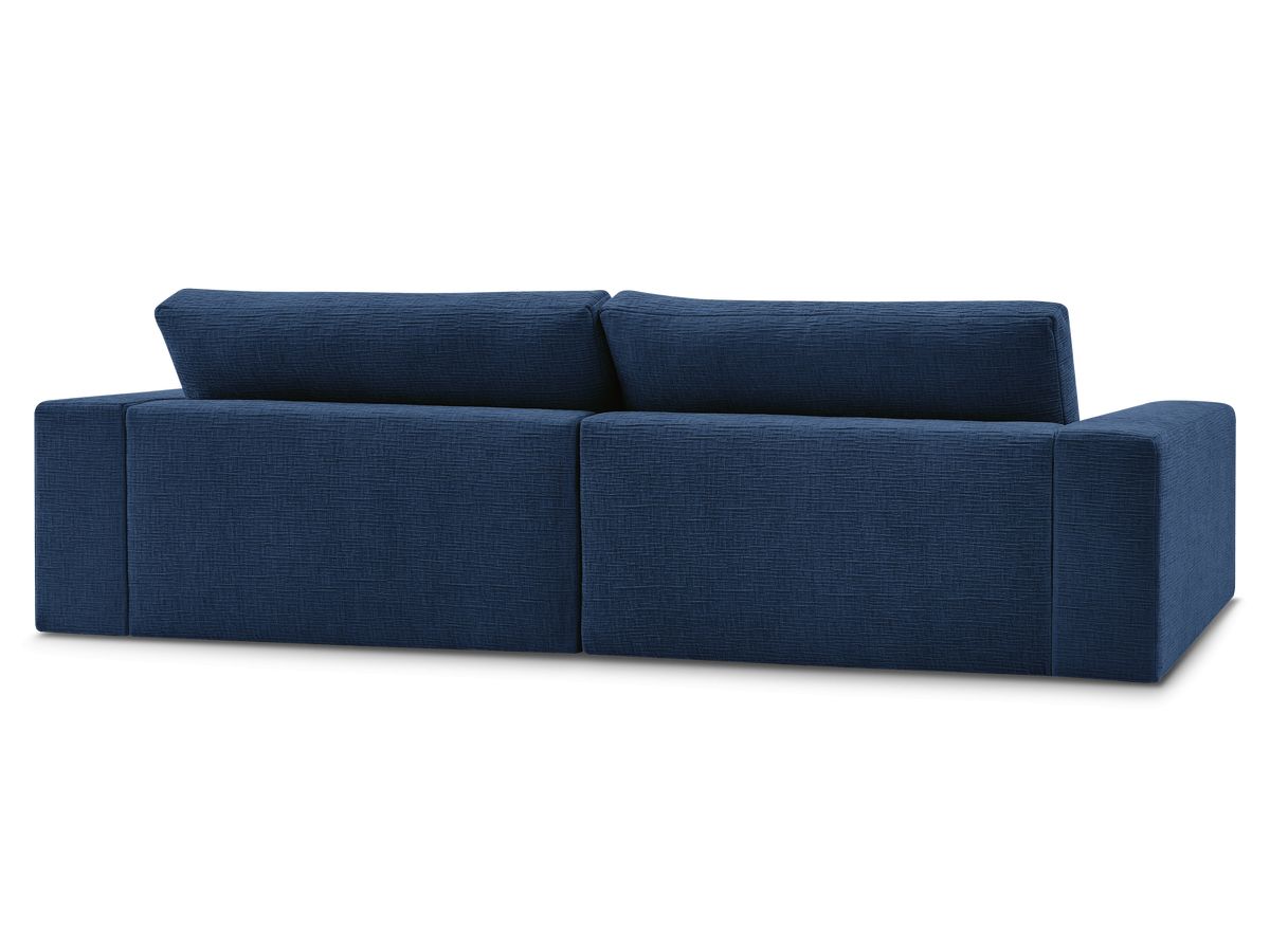 Canapé droit fixe 3 places compact LEONARD tissu texturé avec pouf