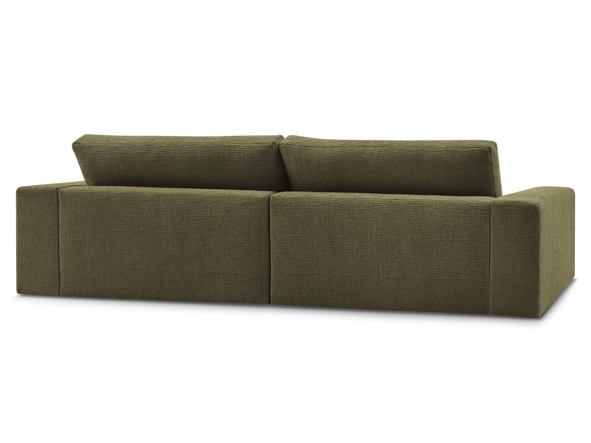 Canapé droit fixe 3 places compact LEONARD tissu texturé avec pouf