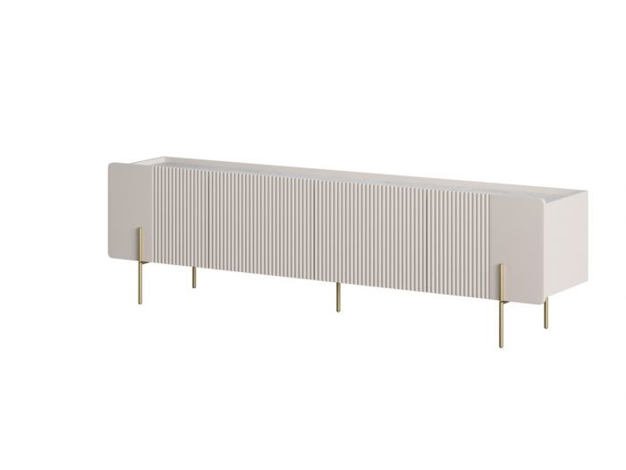 Meuble TV 4 portes 200 cm MATHILDE pieds or