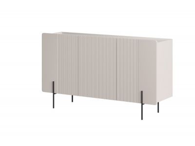 Buffet 3 portes 150 cm MATHILDE plateau effet marbre et pieds noirs