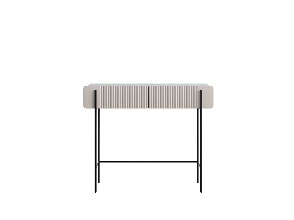 Console 2 tiroirs 100 cm MATHILDE plateau effet marbre et pieds noir