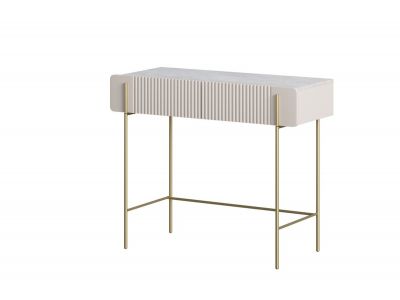 Console 2 tiroirs 100 cm MATHILDE plateau effet marbre et pieds or