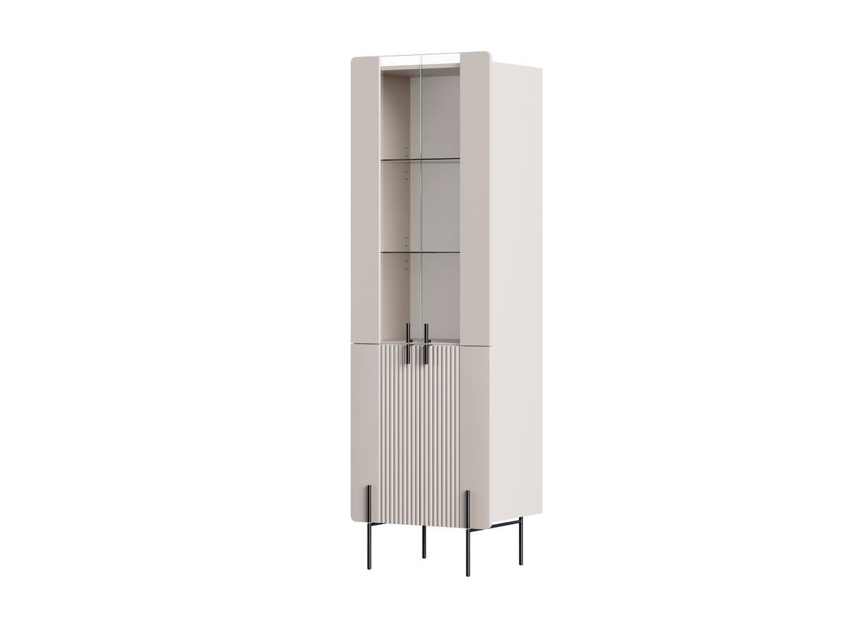 Meuble vitrine 2 portes H.190 cm MATHILDE pieds noirs
