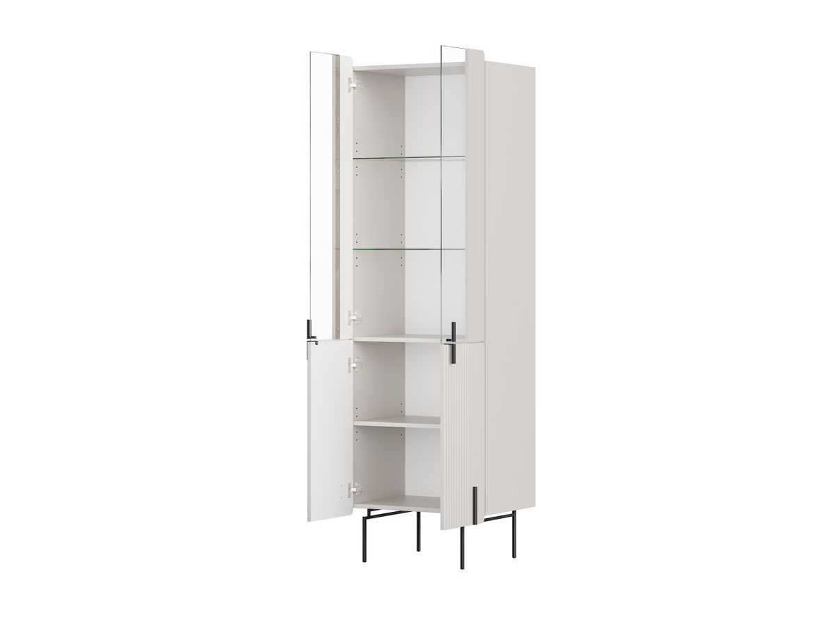 Meuble vitrine 2 portes H.190 cm MATHILDE pieds noirs beige — vue 6