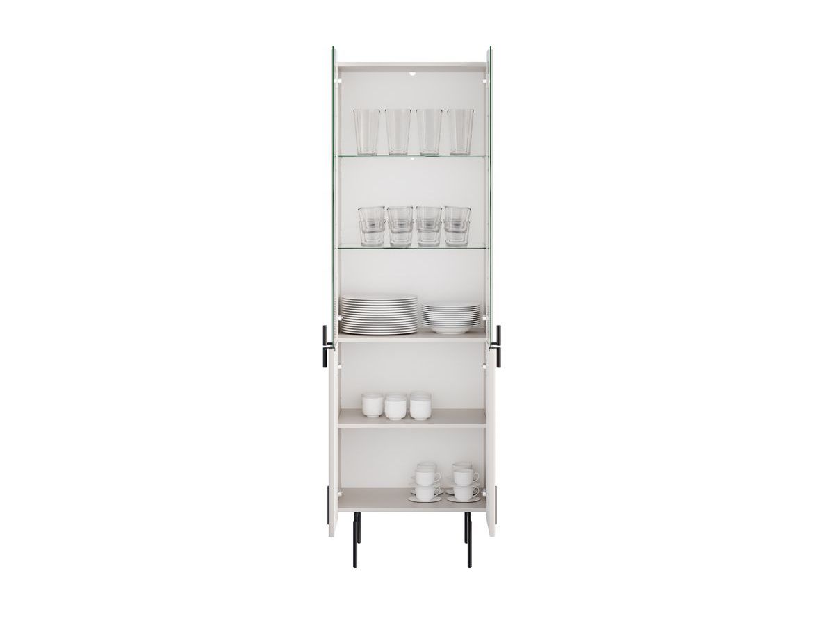 Meuble vitrine 2 portes H.190 cm MATHILDE pieds noirs