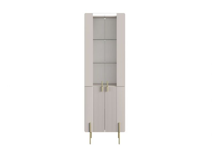 Rangement vitrine 2 portes H.190 cm MATHILDE pieds or