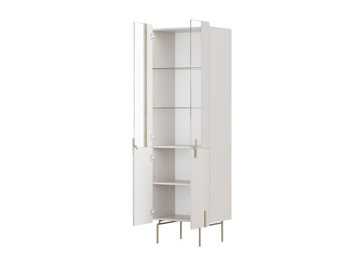 Meuble vitrine 2 portes H.190 cm MATHILDE pieds or beige — vue 5