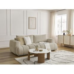 Canapé convertible FUJI en tissu bouclette dans un salon japandi