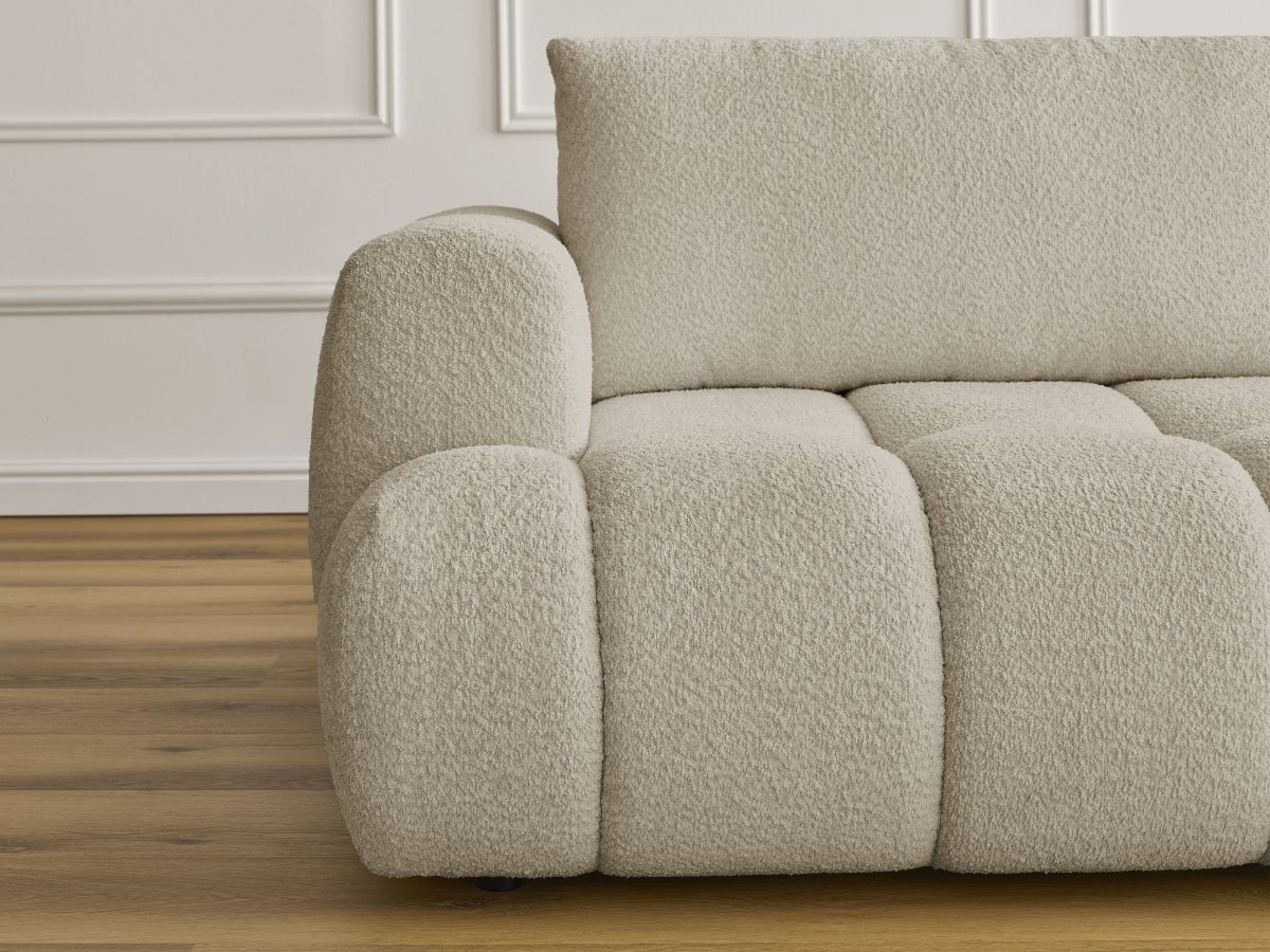 Canapé droit convertible 3 places FUJI tissu bouclette