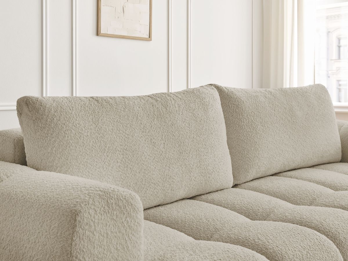 Canapé droit convertible 3 places FUJI tissu bouclette