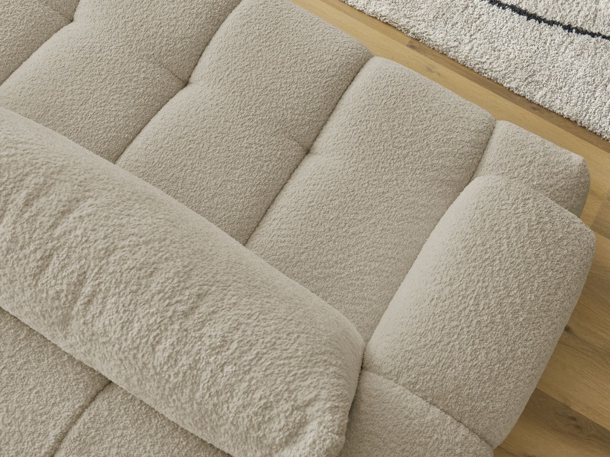 Canapé droit convertible 3 places FUJI tissu bouclette
