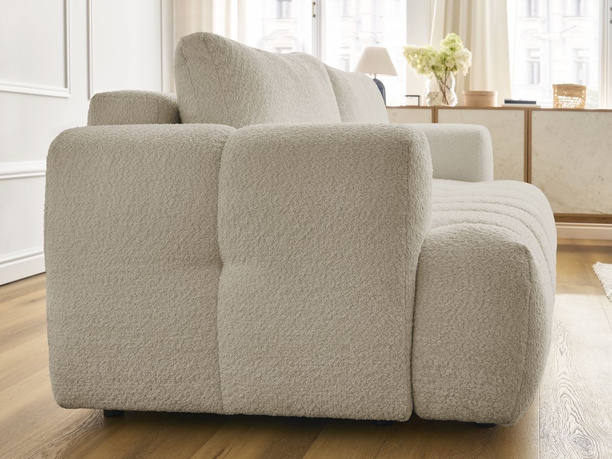 Canapé droit convertible 3 places FUJI tissu bouclette