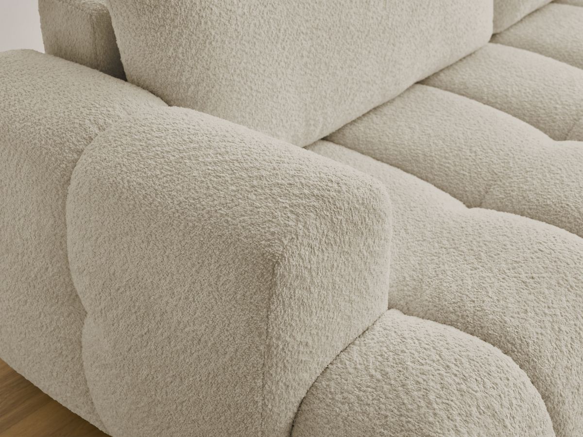 Canapé droit convertible 3 places FUJI tissu bouclette