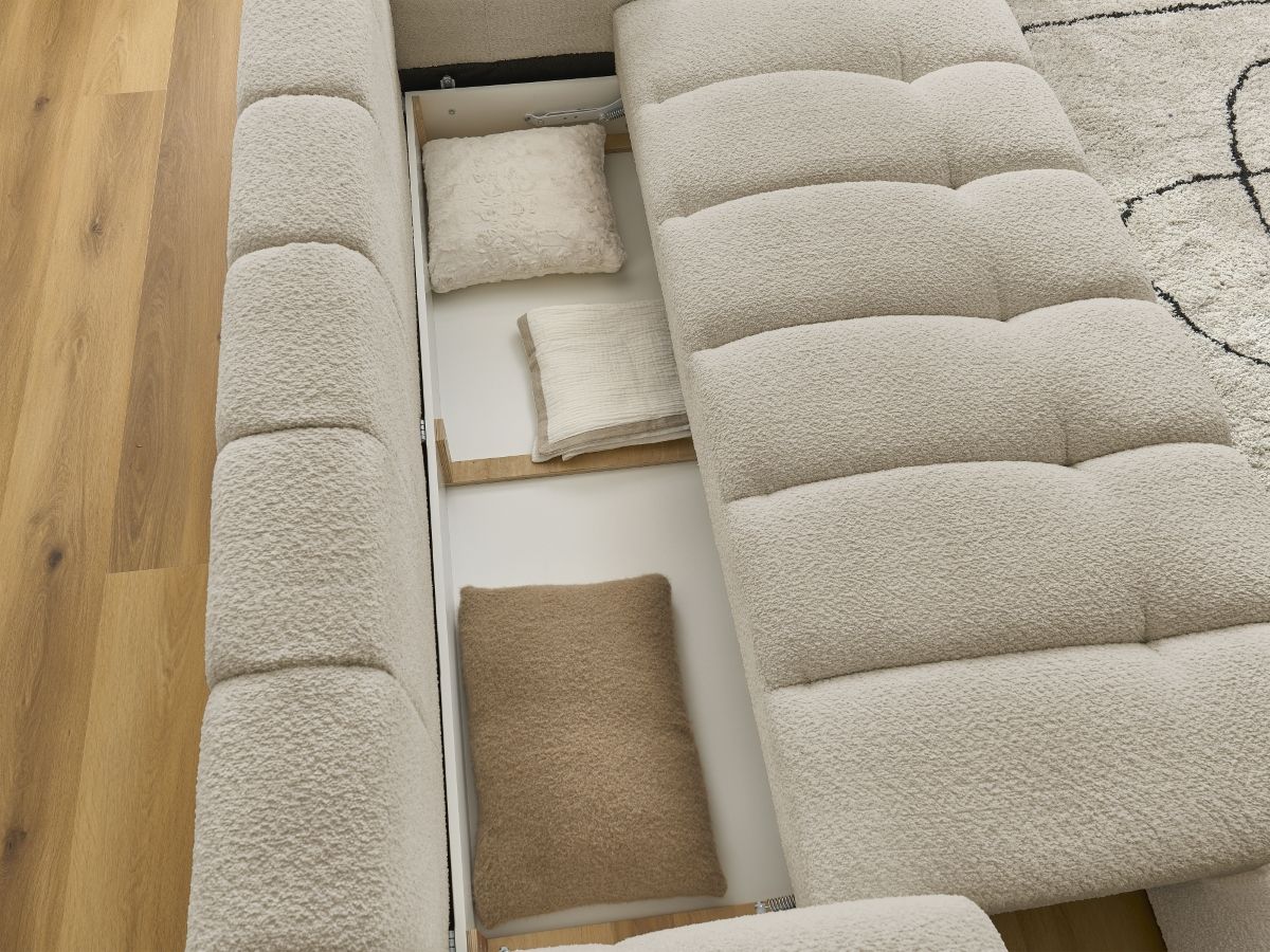 Canapé droit convertible 3 places FUJI tissu bouclette