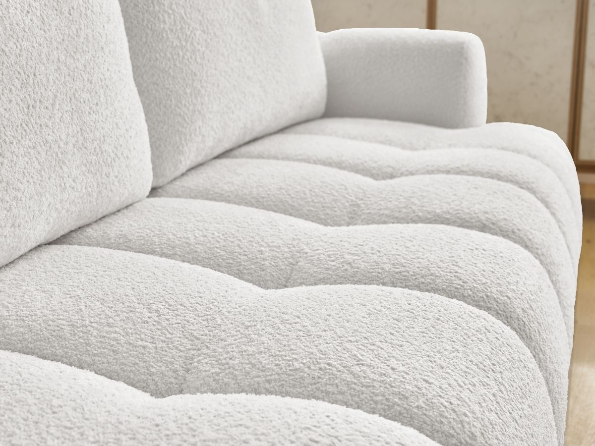 Canapé droit convertible 3 places FUJI  tissu bouclette