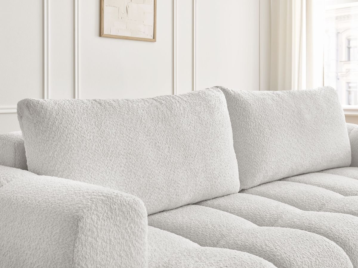 Canapé droit convertible 3 places FUJI  tissu bouclette