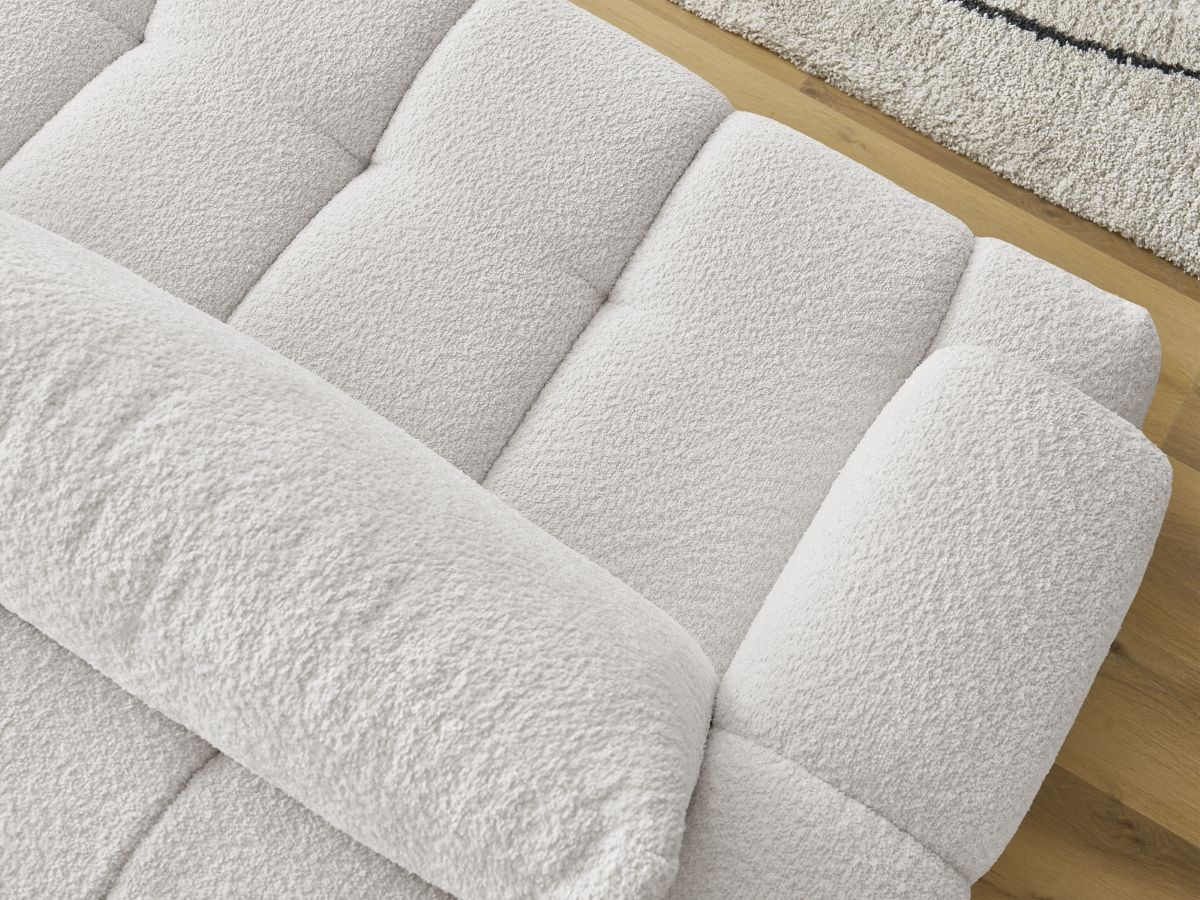Canapé droit convertible 3 places FUJI  tissu bouclette