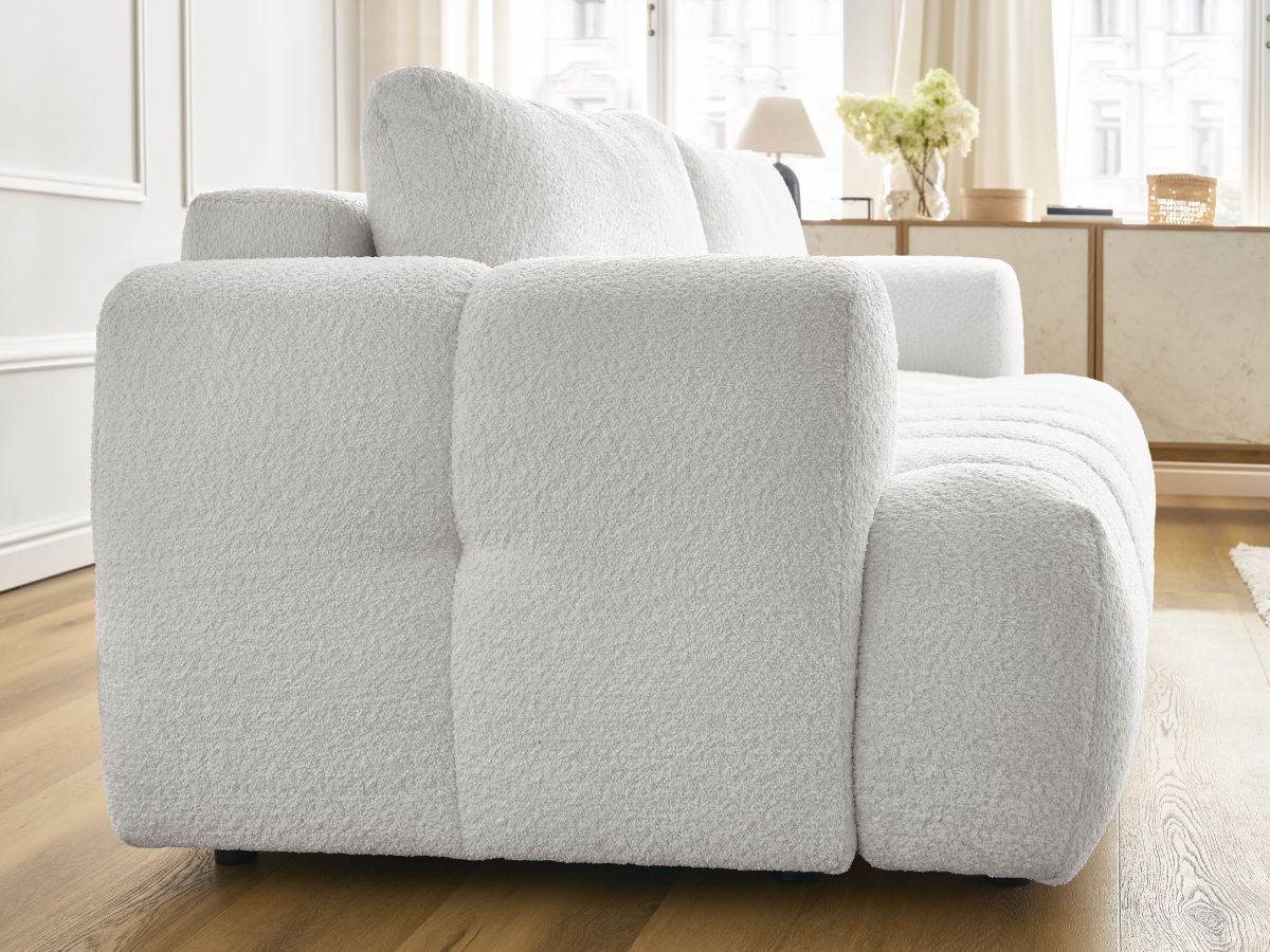 Canapé droit convertible 3 places FUJI  tissu bouclette