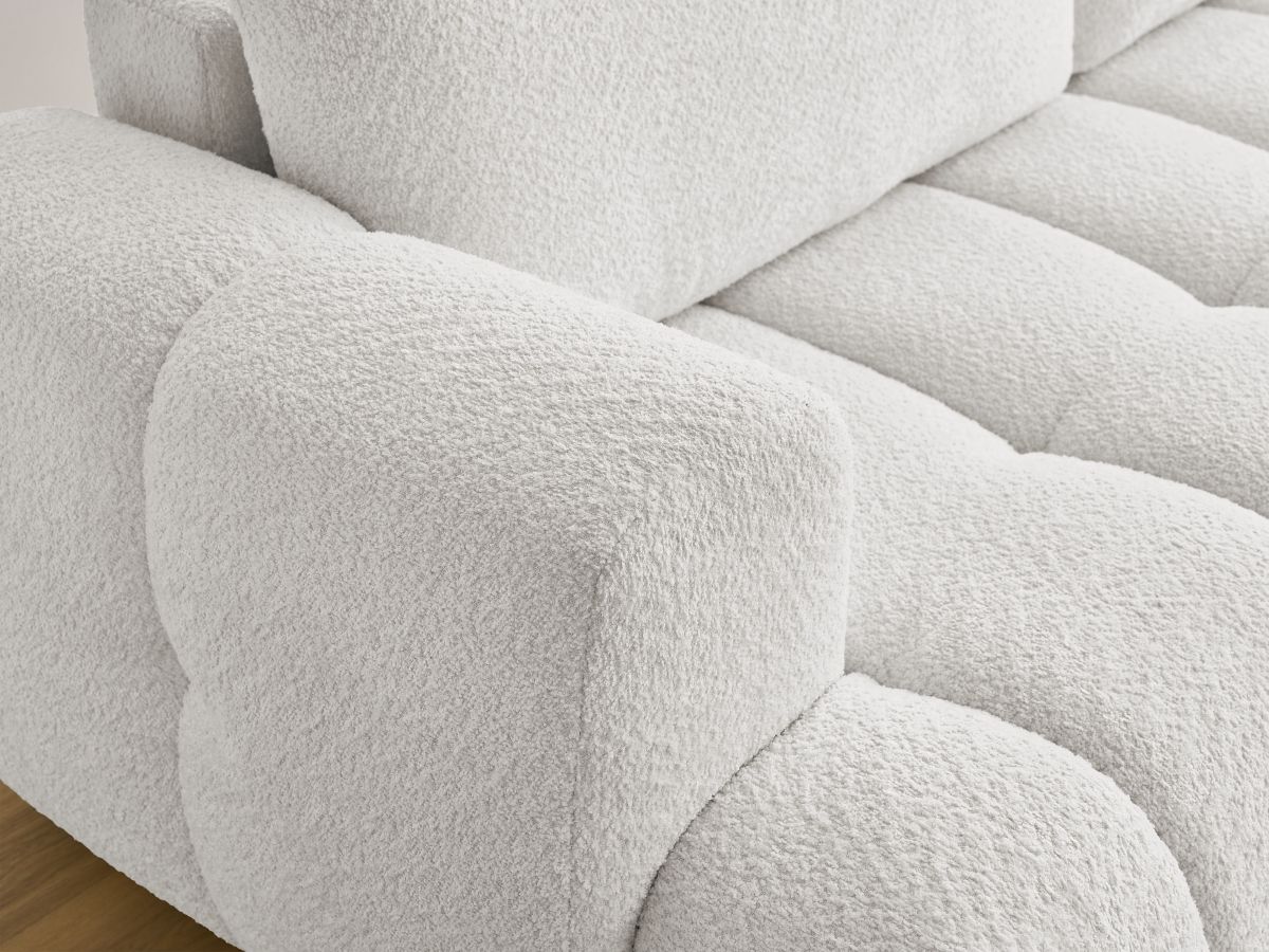 Canapé droit convertible 3 places FUJI  tissu bouclette