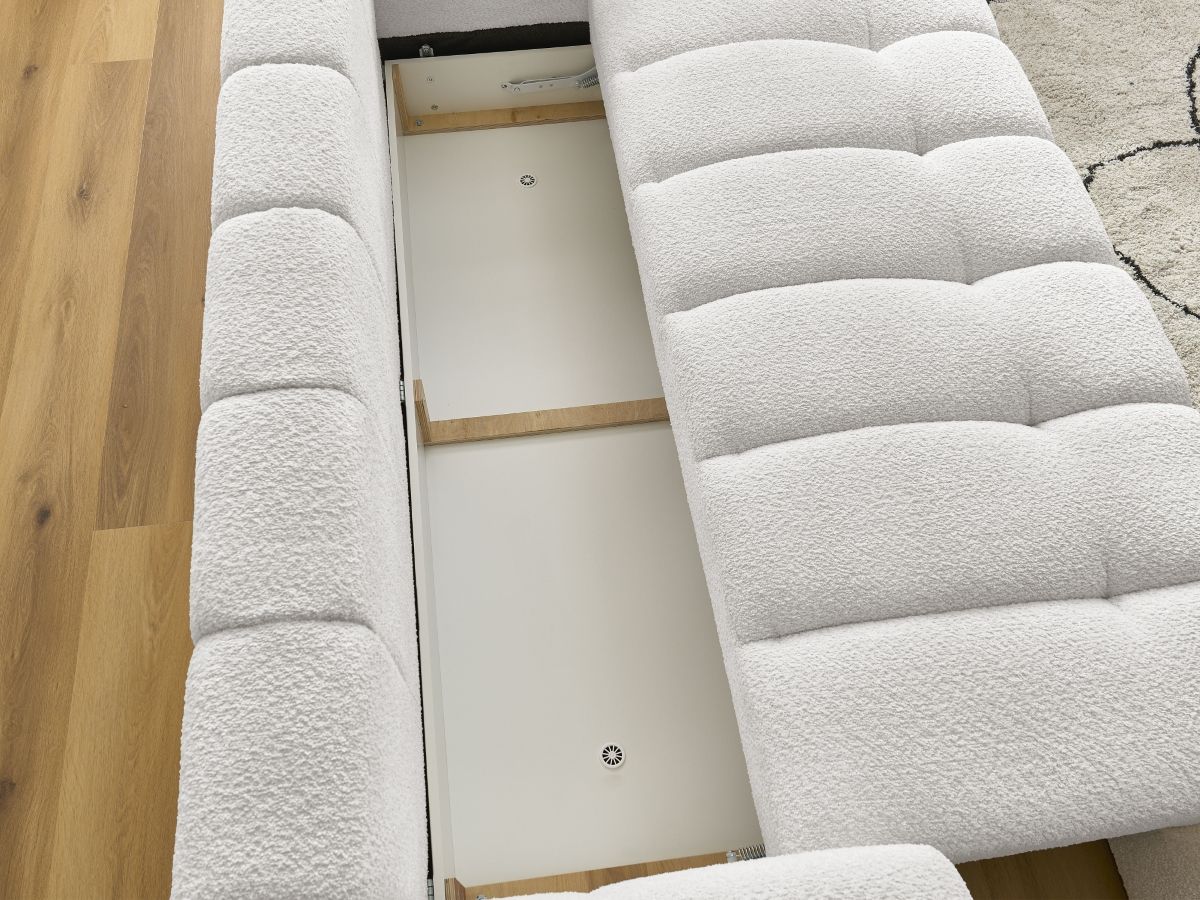 Canapé droit convertible 3 places FUJI  tissu bouclette