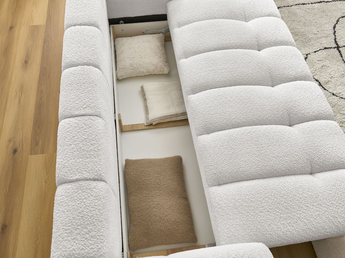 Canapé droit convertible 3 places FUJI  tissu bouclette