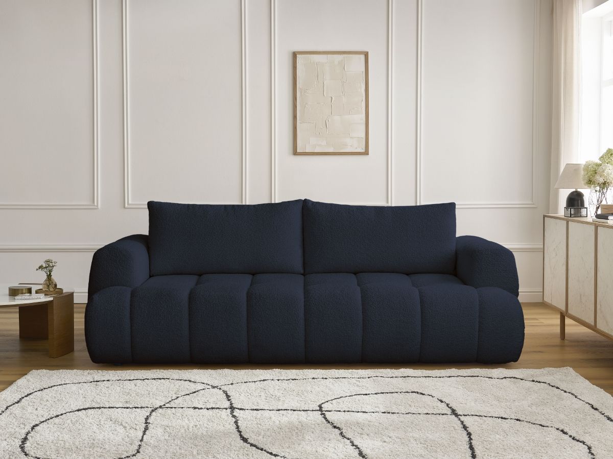Canapé droit convertible 3 places FUJI tissu bouclette