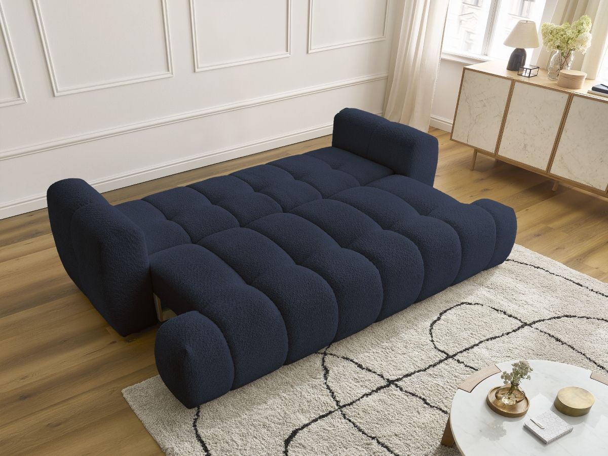 Canapé droit convertible 3 places FUJI tissu bouclette