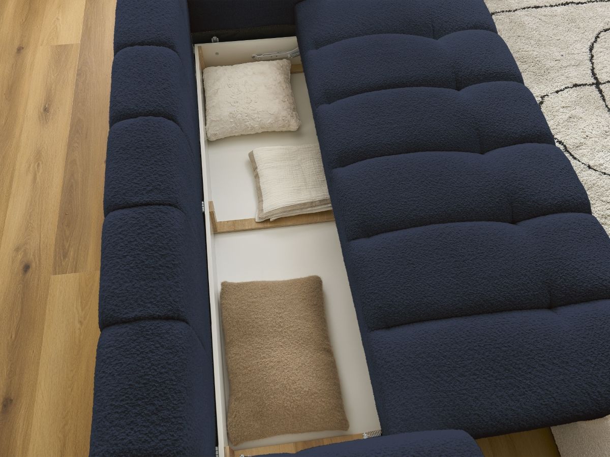 Canapé droit convertible 3 places FUJI tissu bouclette
