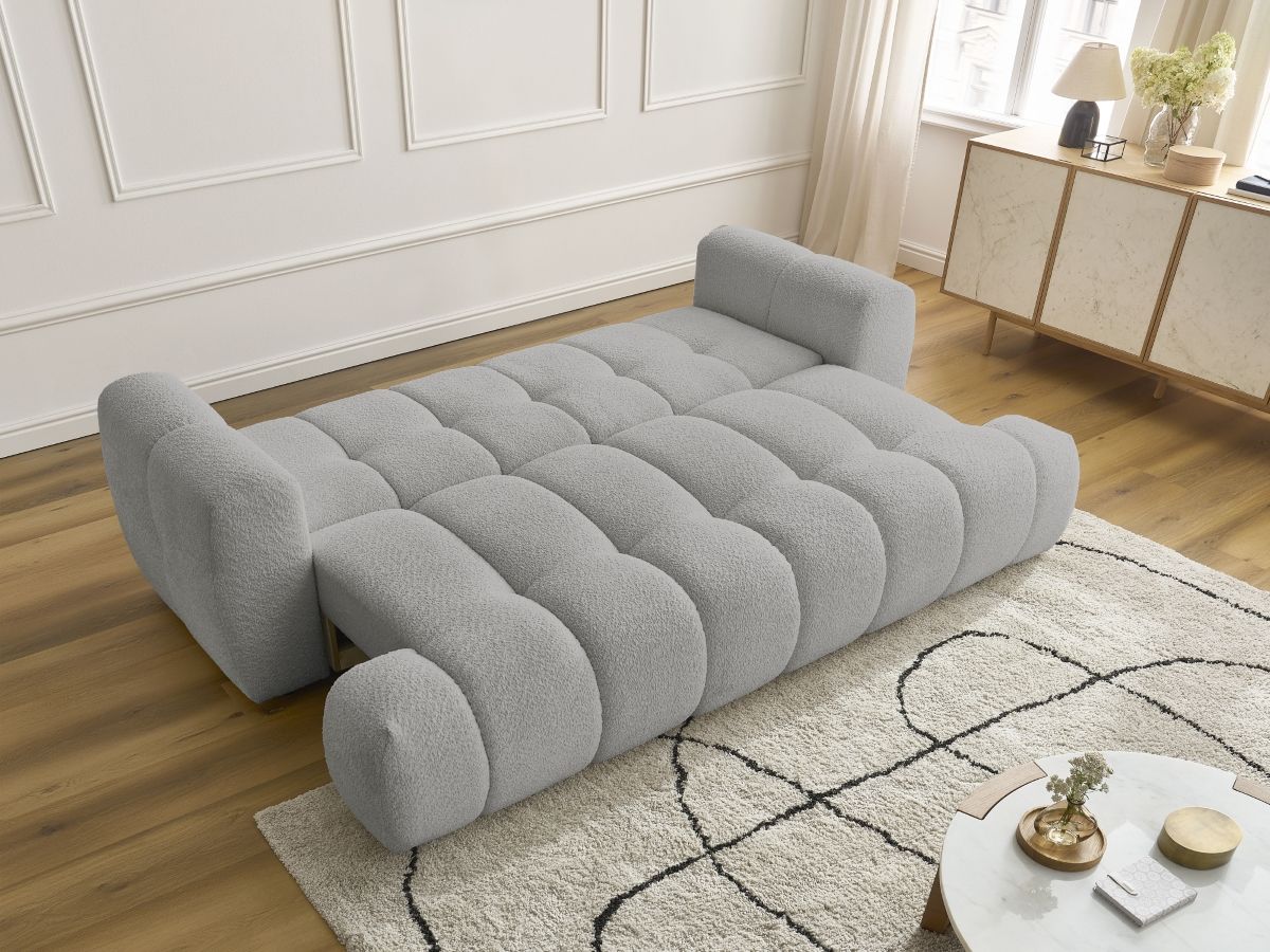 Canapé droit convertible 3 places FUJI tissu bouclette