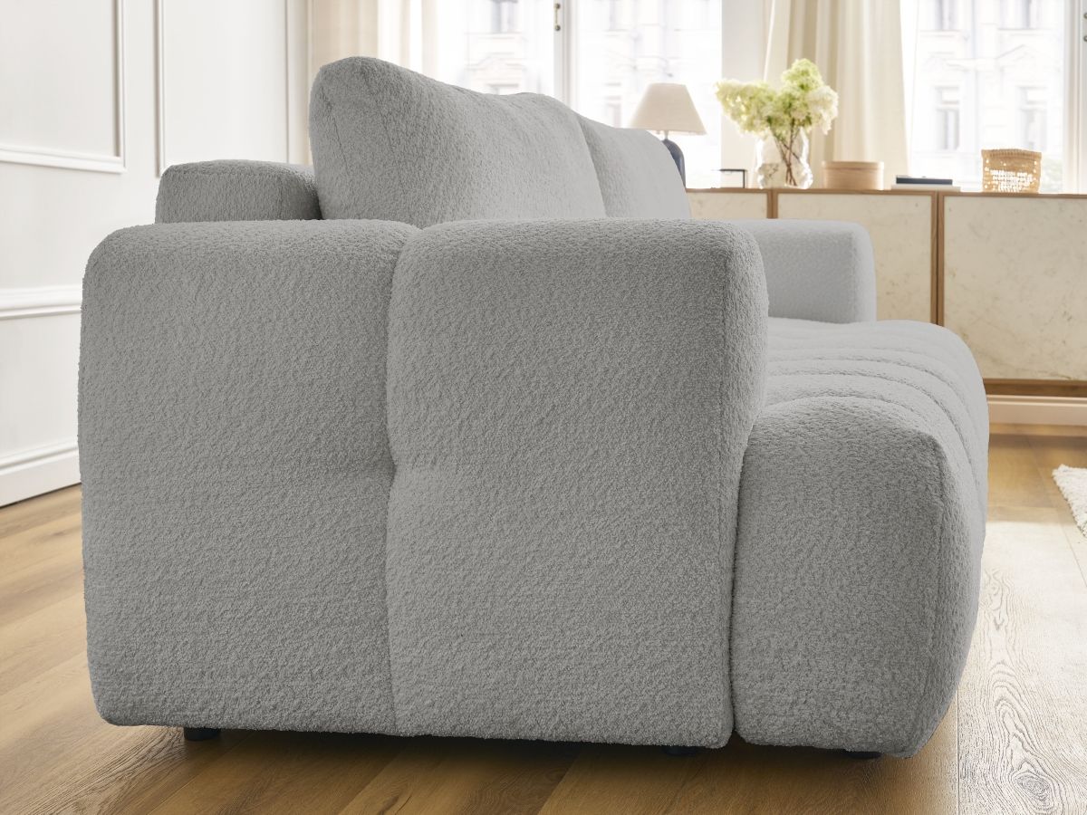 Canapé droit convertible 3 places FUJI tissu bouclette