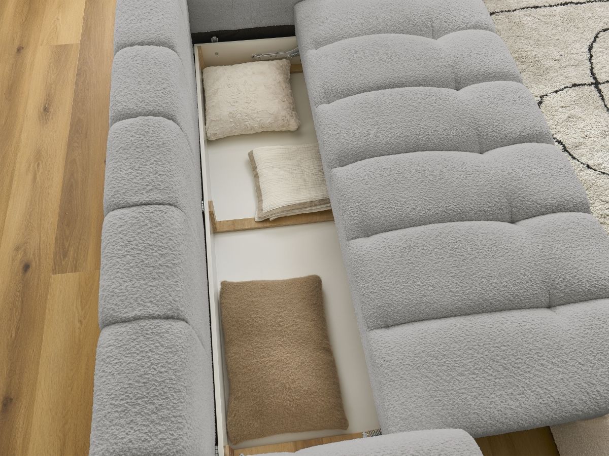 Canapé droit convertible 3 places FUJI tissu bouclette