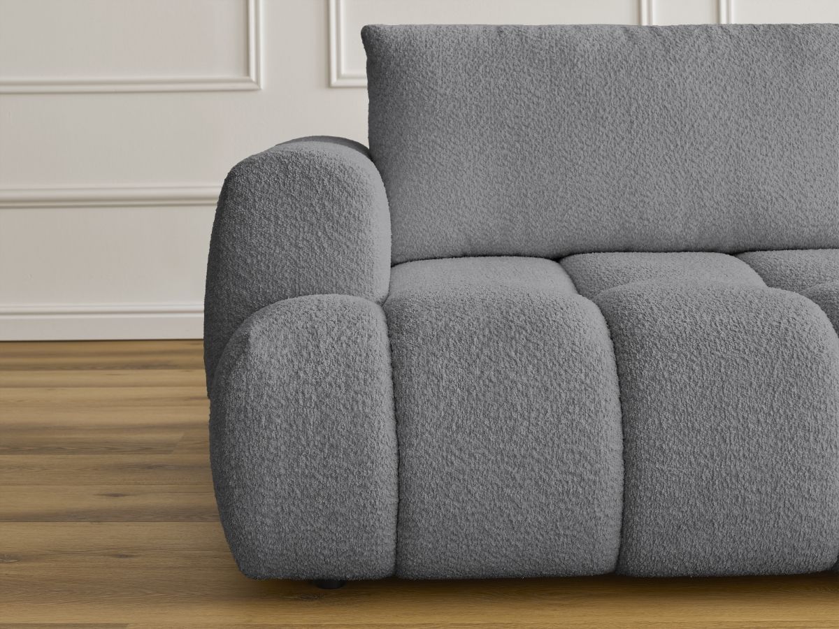Canapé droit convertible 3 places FUJI  tissu bouclette