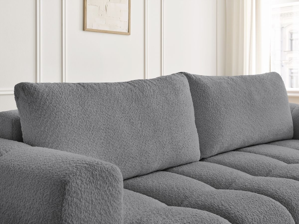 Canapé droit convertible 3 places FUJI  tissu bouclette