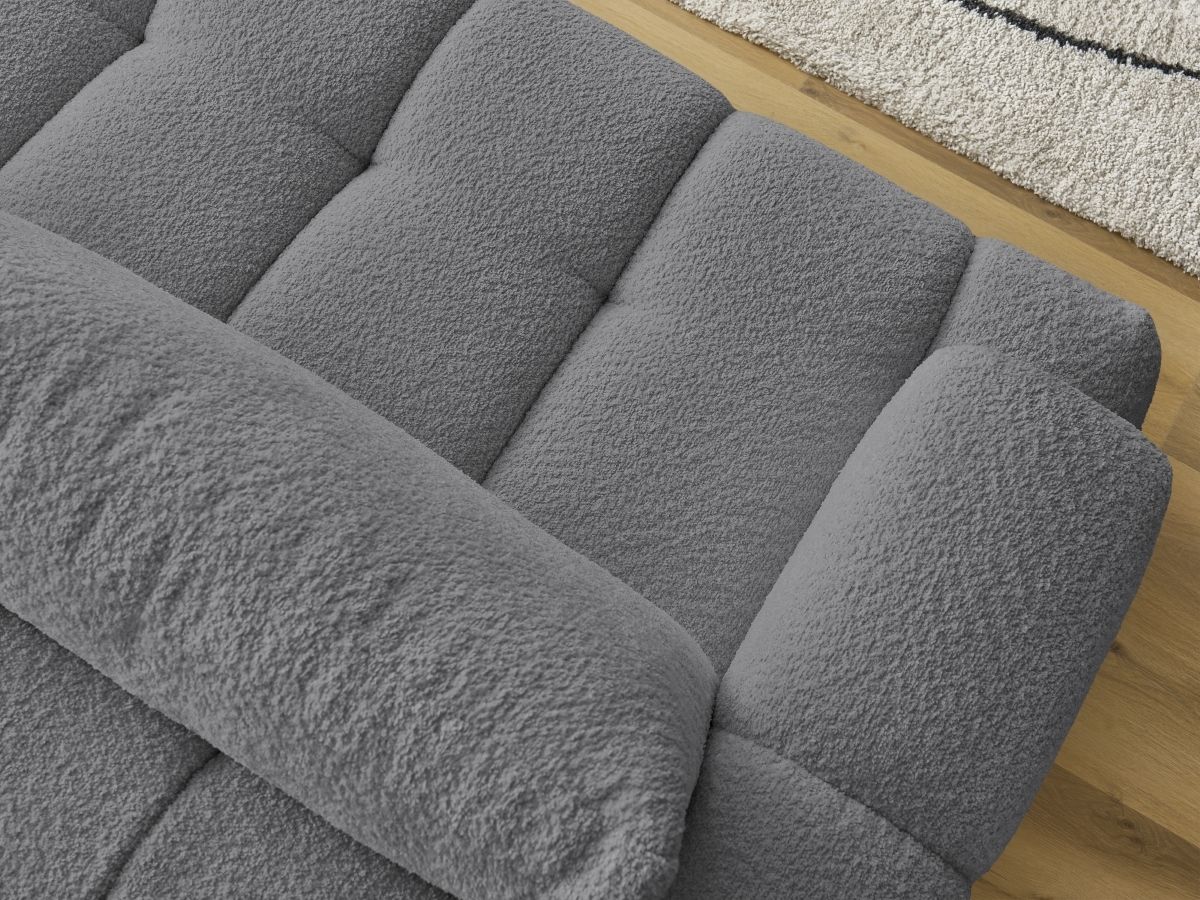 Canapé droit convertible 3 places FUJI  tissu bouclette