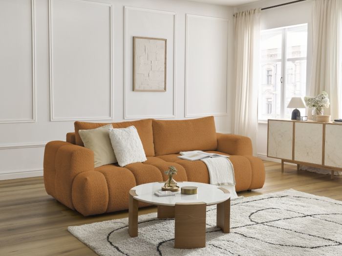 Canapé droit convertible 3 places FUJIItissu bouclette