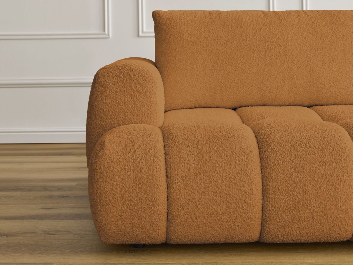 Canapé droit convertible 3 places FUJI  tissu bouclette
