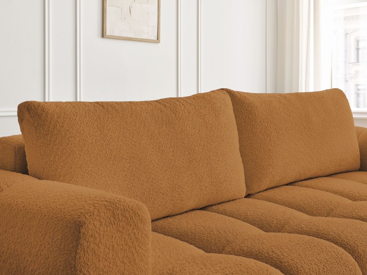 Canapé droit convertible 3 places FUJI  tissu bouclette