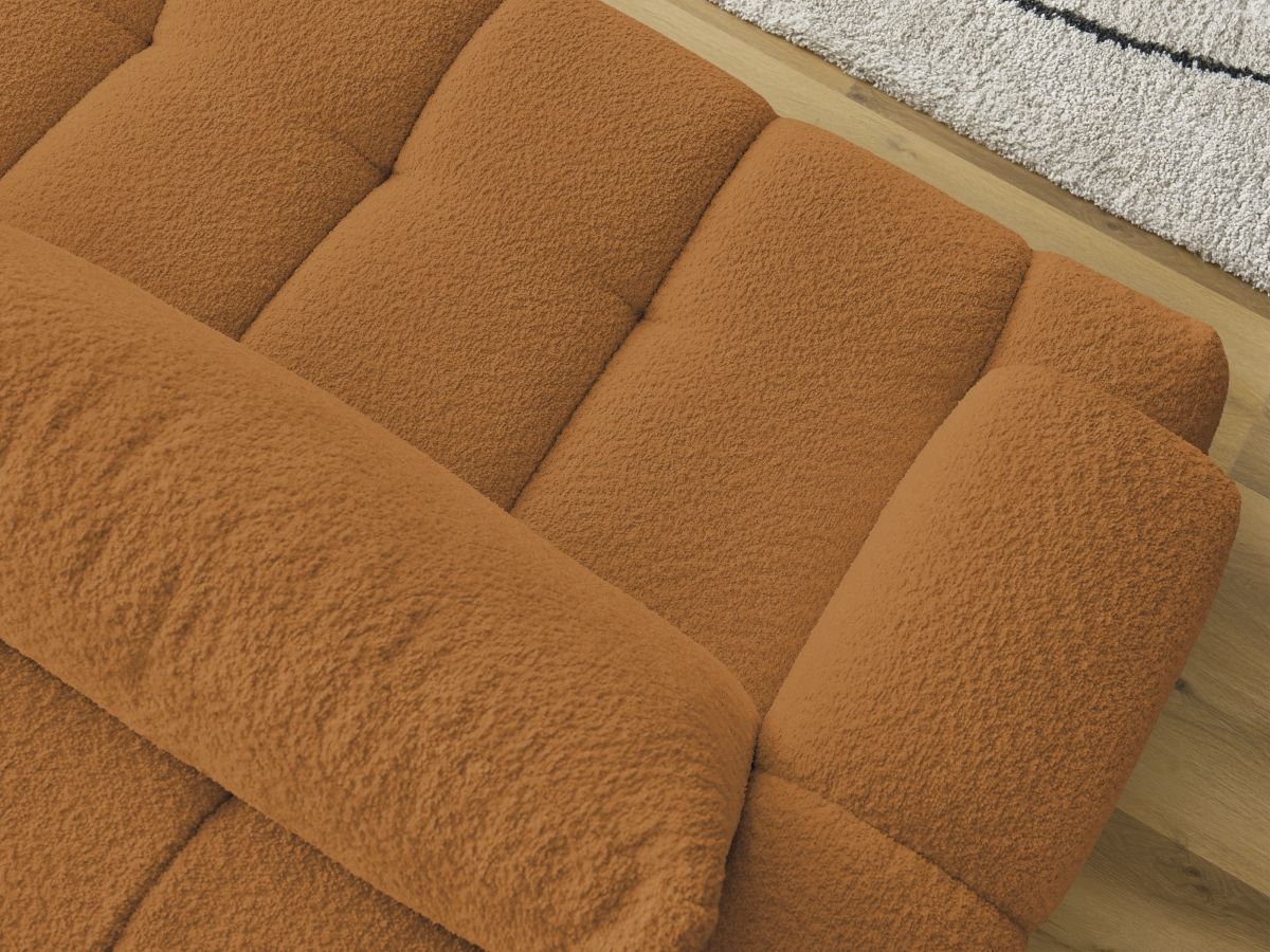 Canapé droit convertible 3 places FUJI  tissu bouclette