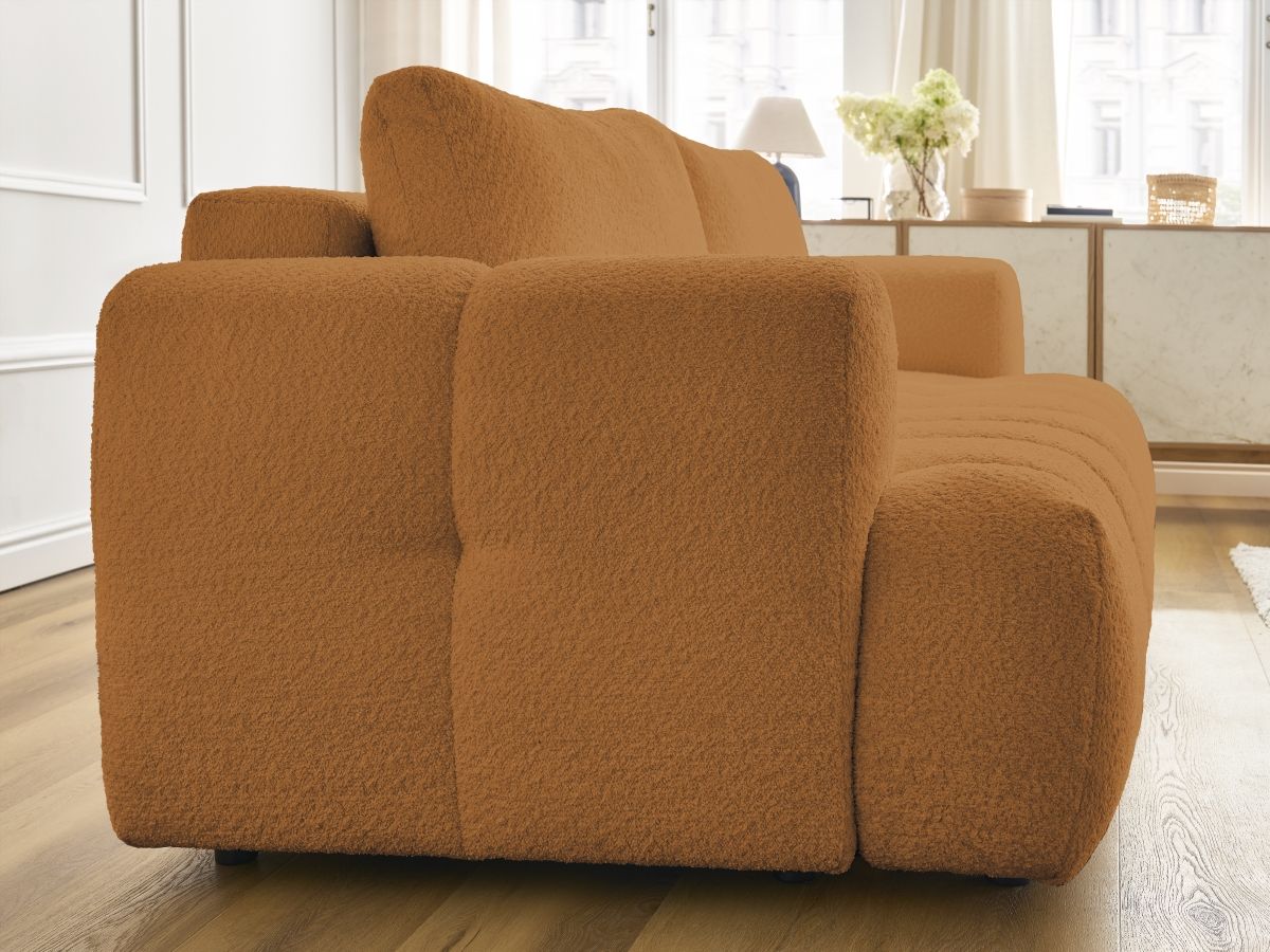 Canapé droit convertible 3 places FUJI  tissu bouclette