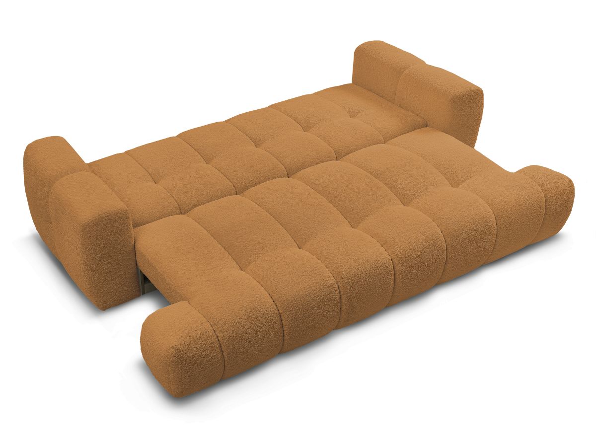 Canapé droit convertible 3 places FUJI  tissu bouclette