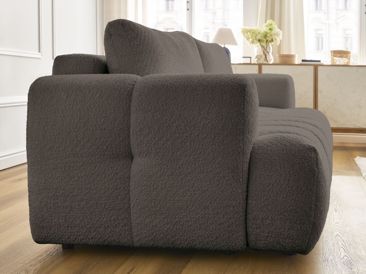 Canapé droit convertible 3 places FUJI tissu bouclette