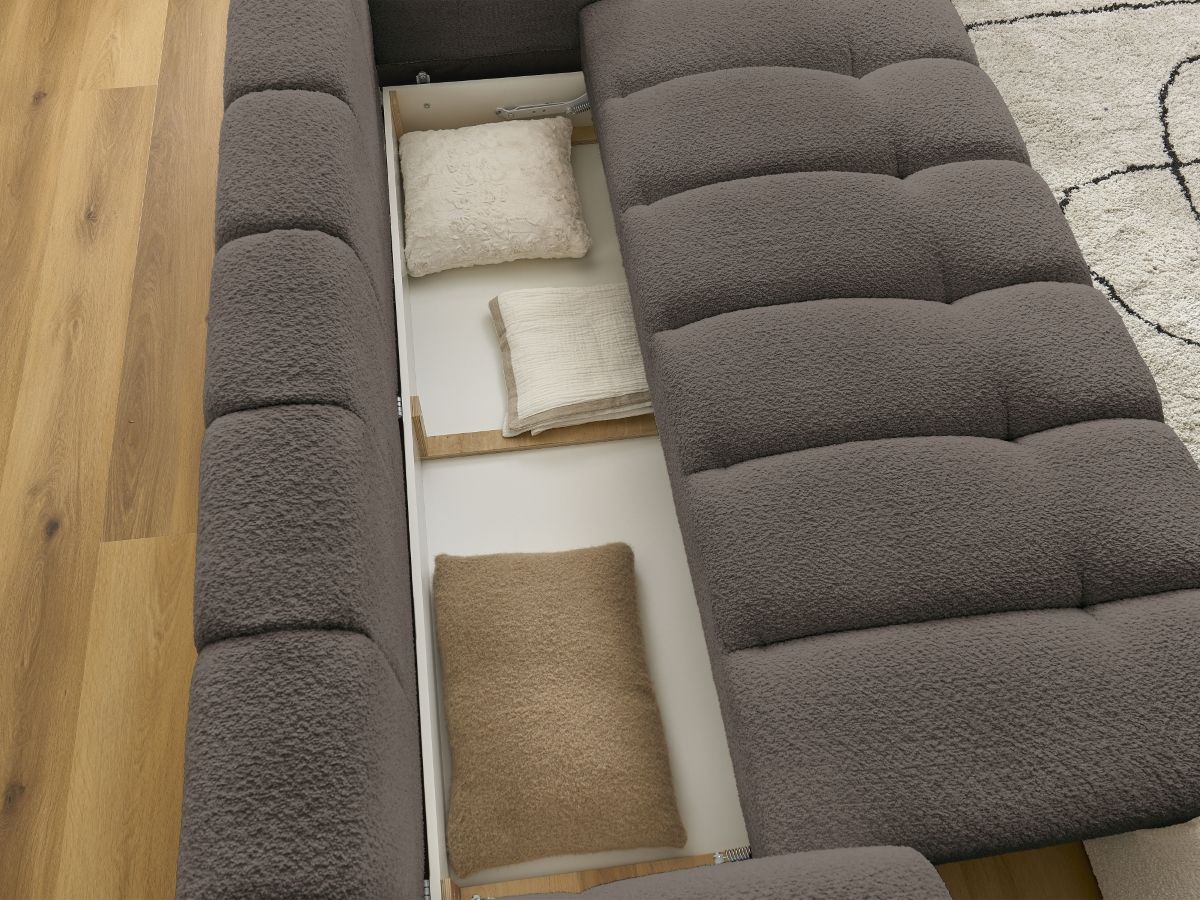 Canapé droit convertible 3 places FUJI tissu bouclette