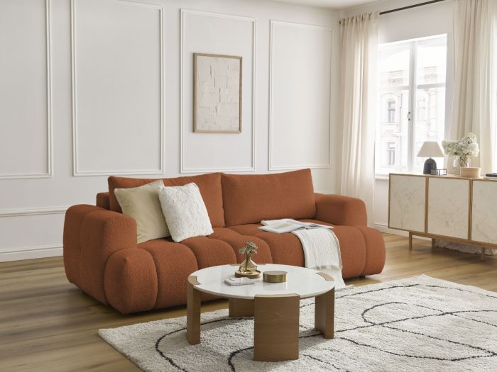 Canapé droit convertible 3 places FUJI tissu bouclette