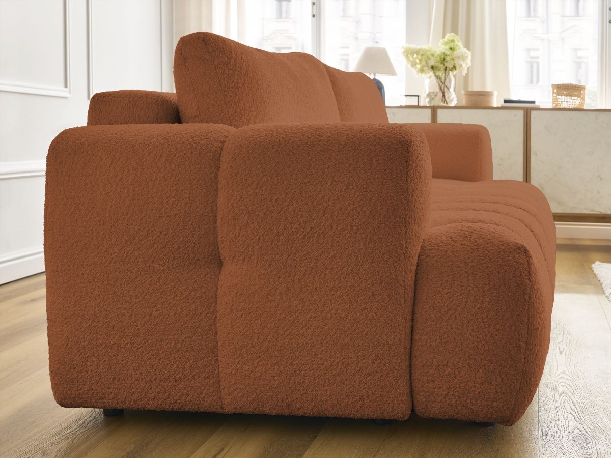 Canapé droit convertible 3 places FUJI  tissu bouclette