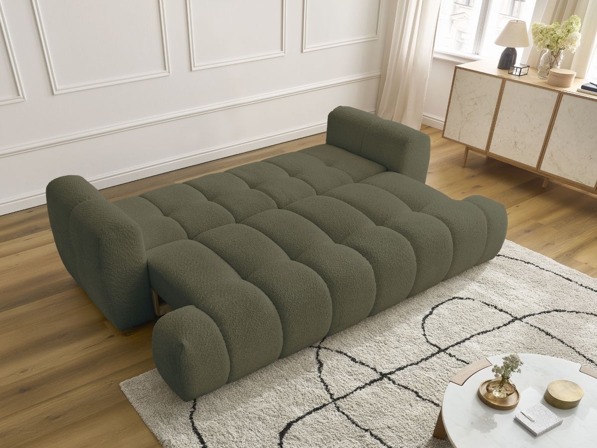 Canapé droit convertible 3 places FUJI tissu bouclette