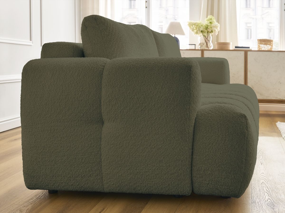 Canapé droit convertible 3 places FUJI tissu bouclette