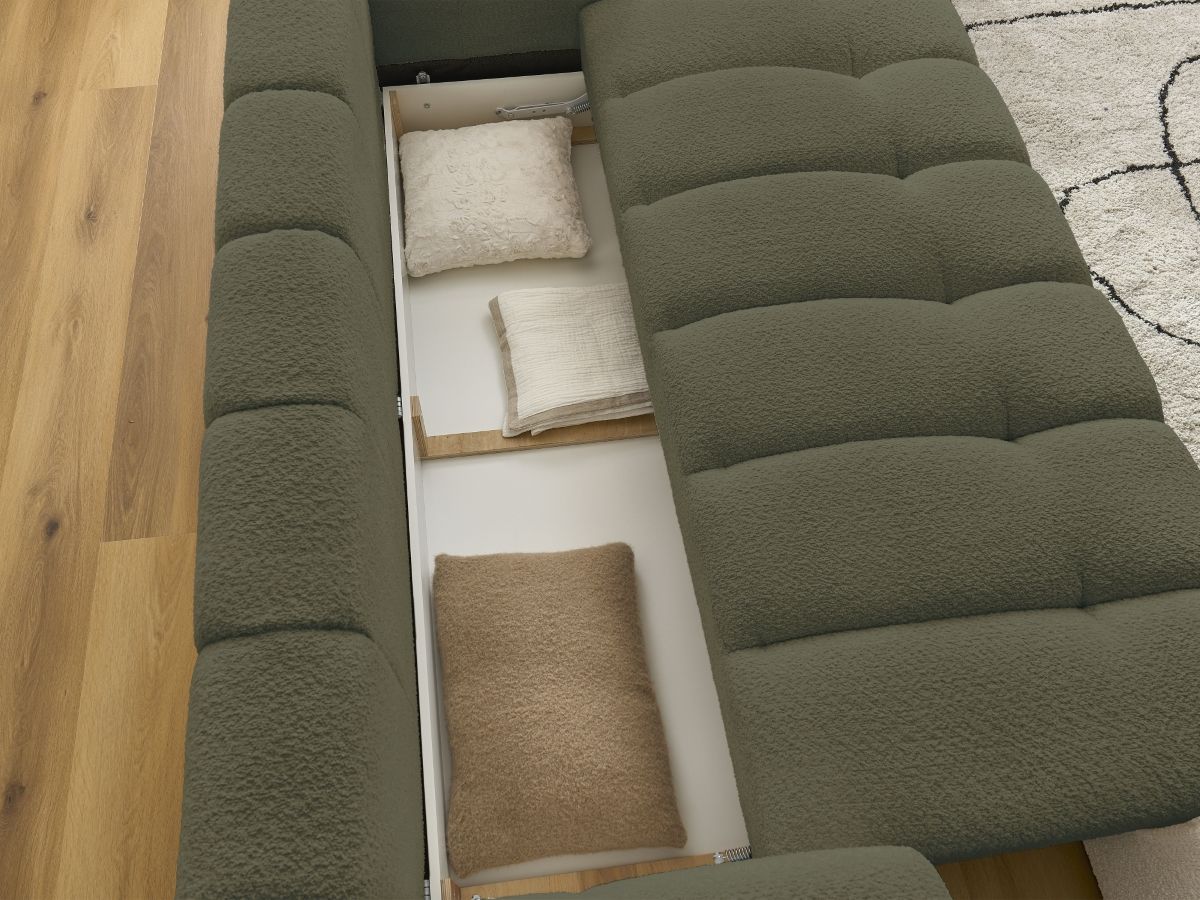 Canapé droit convertible 3 places FUJI tissu bouclette