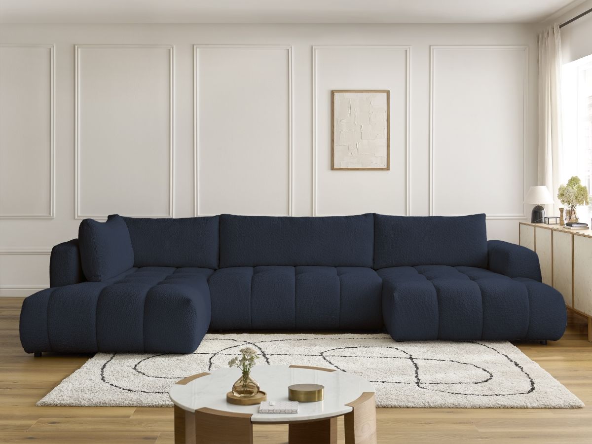 Canapé panoramique convertible FUJI bouclette bleu foncé — vue 5