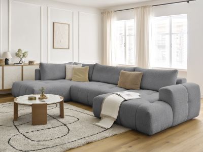 Canapé panoramique convertible FUJI tissu bouclette