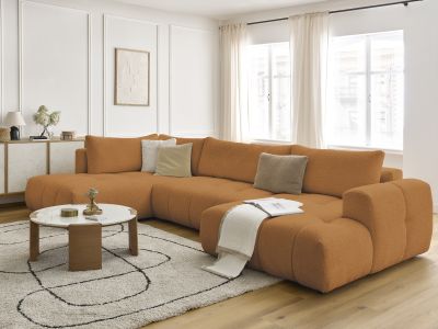 Canapé panoramique convertible FUJI tissu bouclette